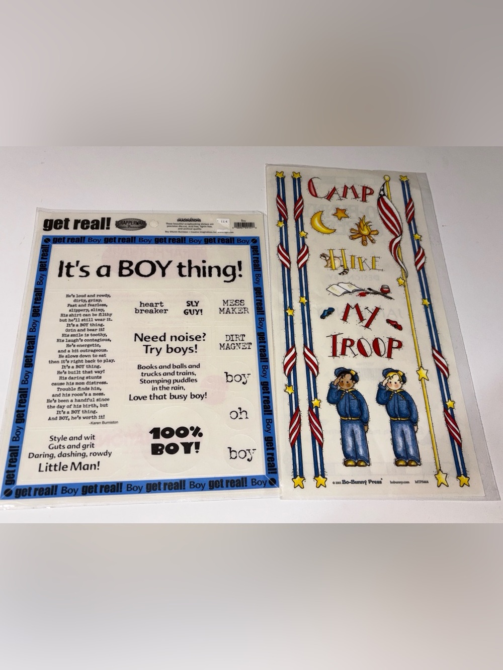 Bo Bunny Press BOY CUB SCOUTS MY TROOP HIKE Stickers Individual Sheet Jan Lanoy